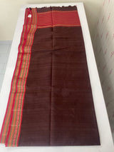Jute tussar silk saree with contrast borders MJL655