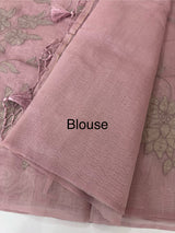 Tissue chanderi saree with applique work MSH699 - DustyOnion