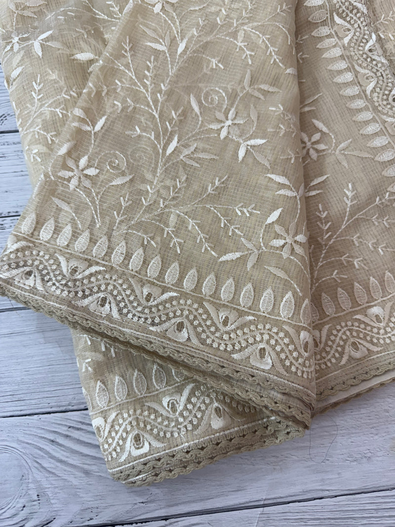 Netkota saree with chikankari embriodery work saree  MS11979 Beige