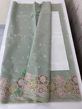 Soft Kota tissue silk saree with embriodery work MS49887 Pastel BluemixGreen