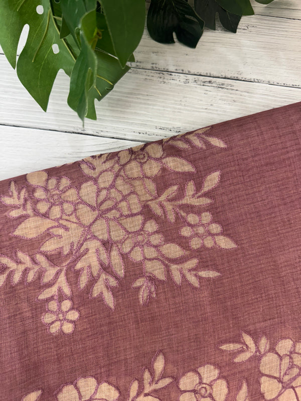 Tissue Linen Saree with applique work MRS890