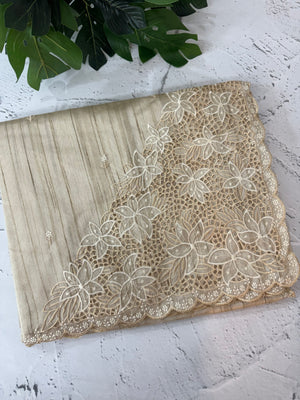 Cutwork Semi tussar saree MTSS680 - Ivory