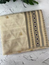 Semi chanderi tussar saree with brocade pallu and blouse MKT891 - DarkBlue