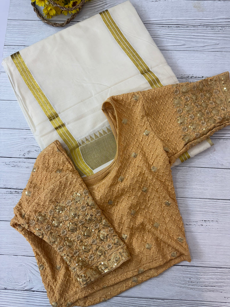 Stretchable Readymade blouse with sequence work- MSBL