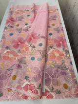 Viscose organza saree with thread work - MSH296 PastelPeachPink