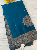 Semi banarasi Crepe Chiffon saree - MS1499 TEAL BLUE