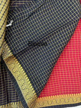 Crepe chiffon saree with small checks zari weaving  MS81890