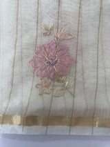 Mul chanderi applique work saree  MSH7371