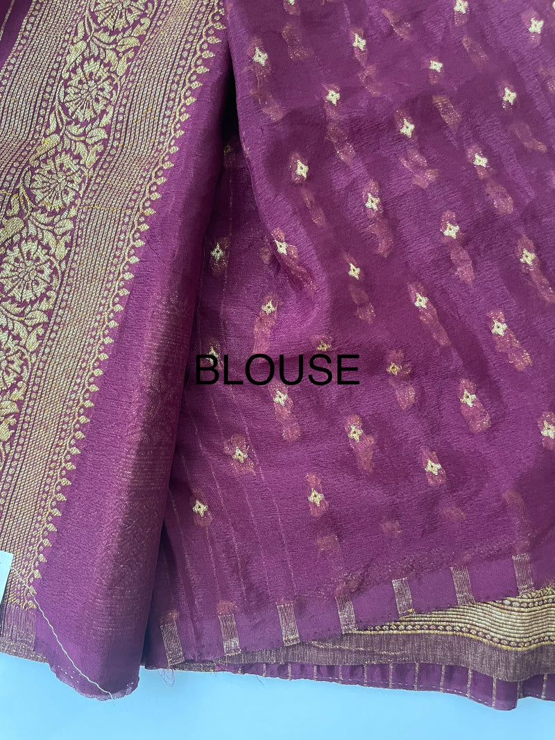 Semi banarasi Khaddi Georgette saree (Design 3) - MKGS129 - Wine