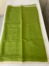 Blended Malai chanderi saree with lace borders MS5568