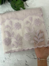 Khadi supernet saree with net applique borders MSH208 Lilac