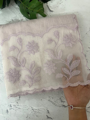 Khadi supernet saree with net applique borders MSH208 Lilac