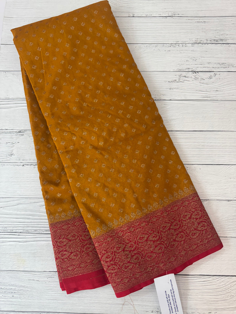 Banarasi viscose Georgette saree MKGS611- Mustard to Red