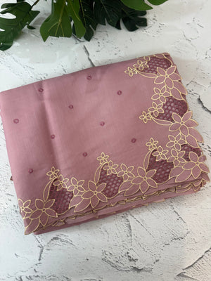 Satin finish kosa tussar saree with cutwork - MSH205 DustyOnion