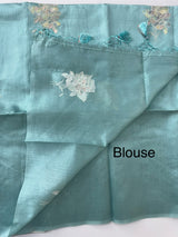 Tussar finish soft silk saree with thread embroidery MTS568 LightBlue