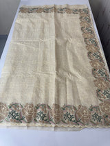 Phulkari NetKota embroidery saree - MSH126 Beige