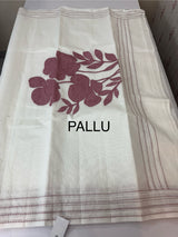 Kota Chanderi saree with kanta embriodery borders and  applique work on pallu MCBS699- White to DuskyPink