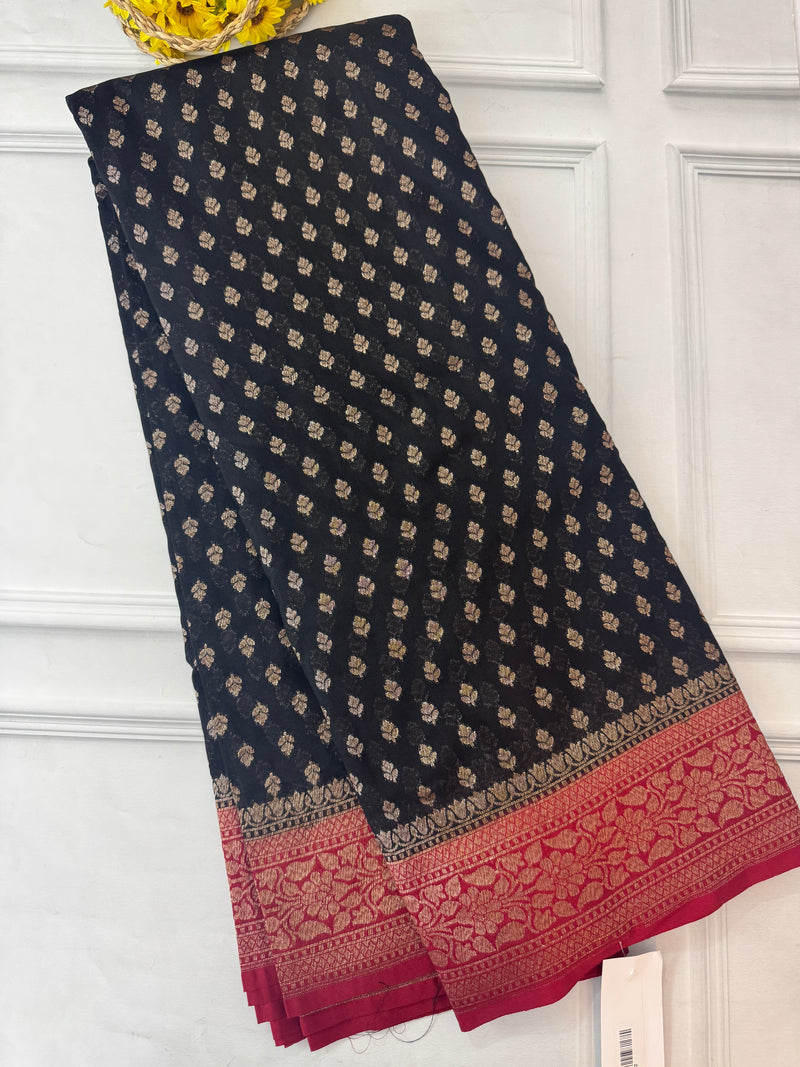 Banarasi viscose Georgette saree MKGS611- Black to Red