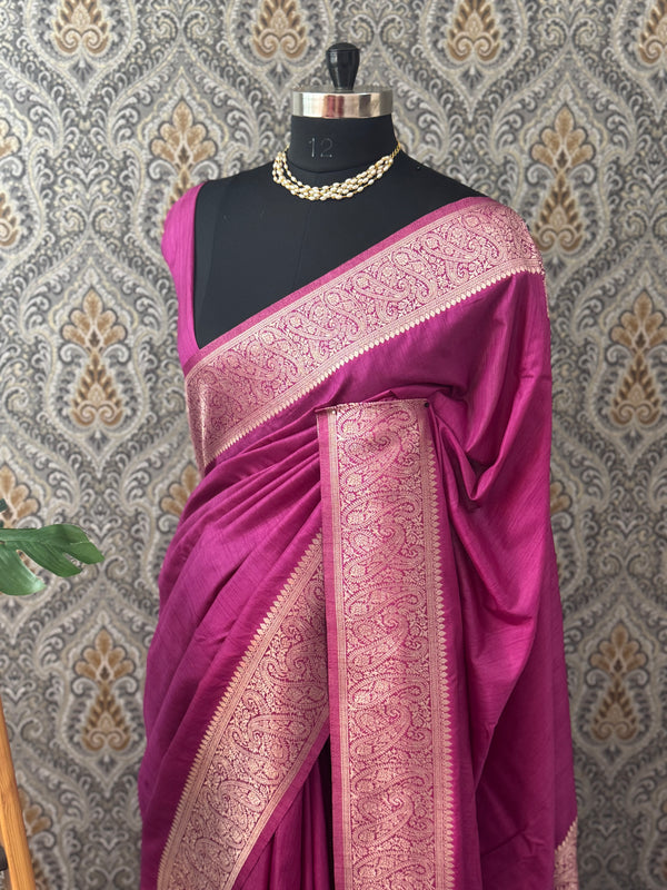Blended tussar silk saree with Banarasi border FBTW3026