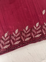 Blended tussar saree with cutwork - MSHK690 Cranberry