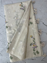 Mul chanderi embriodery saree MSH285