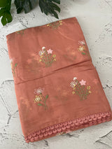 Blended Malai chanderi saree with embroidery MS5568 PeachPink