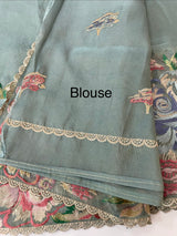 Tissue Georgette - Organza saree with 3d embriodery MS16307