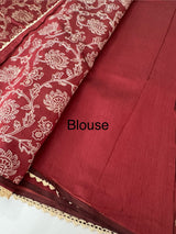 Blended tussar silk saree with embroidery- MSH158 DeepRed