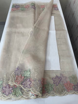 Handworked glass organza saree with applique work- MSHW227 - Beige