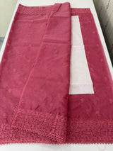 Organza saree with  embroidery - MSH429 Pink