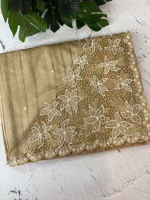 Cutwork Semi tussar saree MTSS680 - Beige