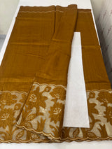 Blended tussar saree with organza applique applique borders MTSS452