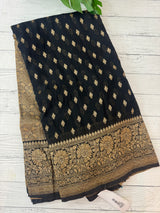 Semi banarasi Khaddi Georgette saree - MS1499 Black
