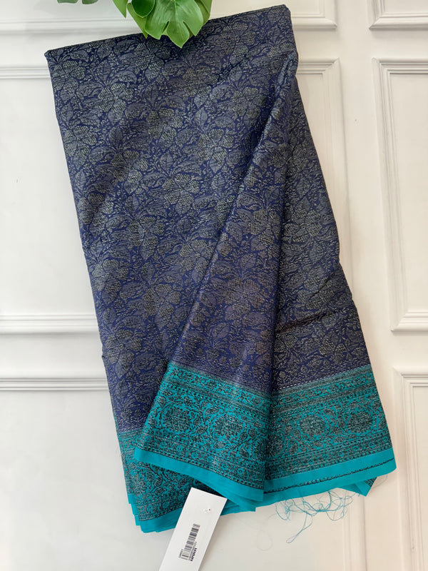 Semi banarasi weaving saree MBS965 Darkblue to Teal