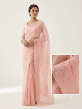 Soft crush Organza saree with beads work MBS679 PeachPink