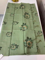 Blended matka tussar silk saree with embroidery - MS90654 DuskyGreen