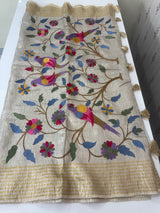 Crushed Tissue silk saree with buttas and thread work  MS16618