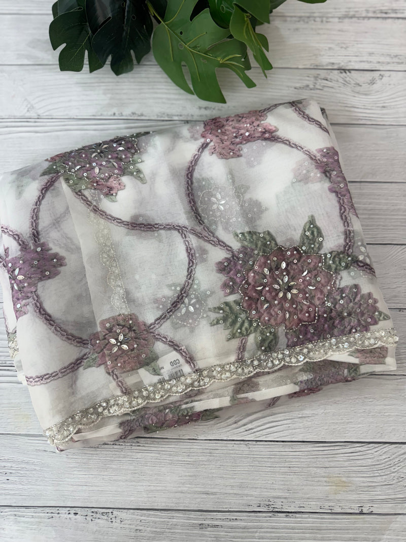 Handworked chiffon Organza saree MCS4534