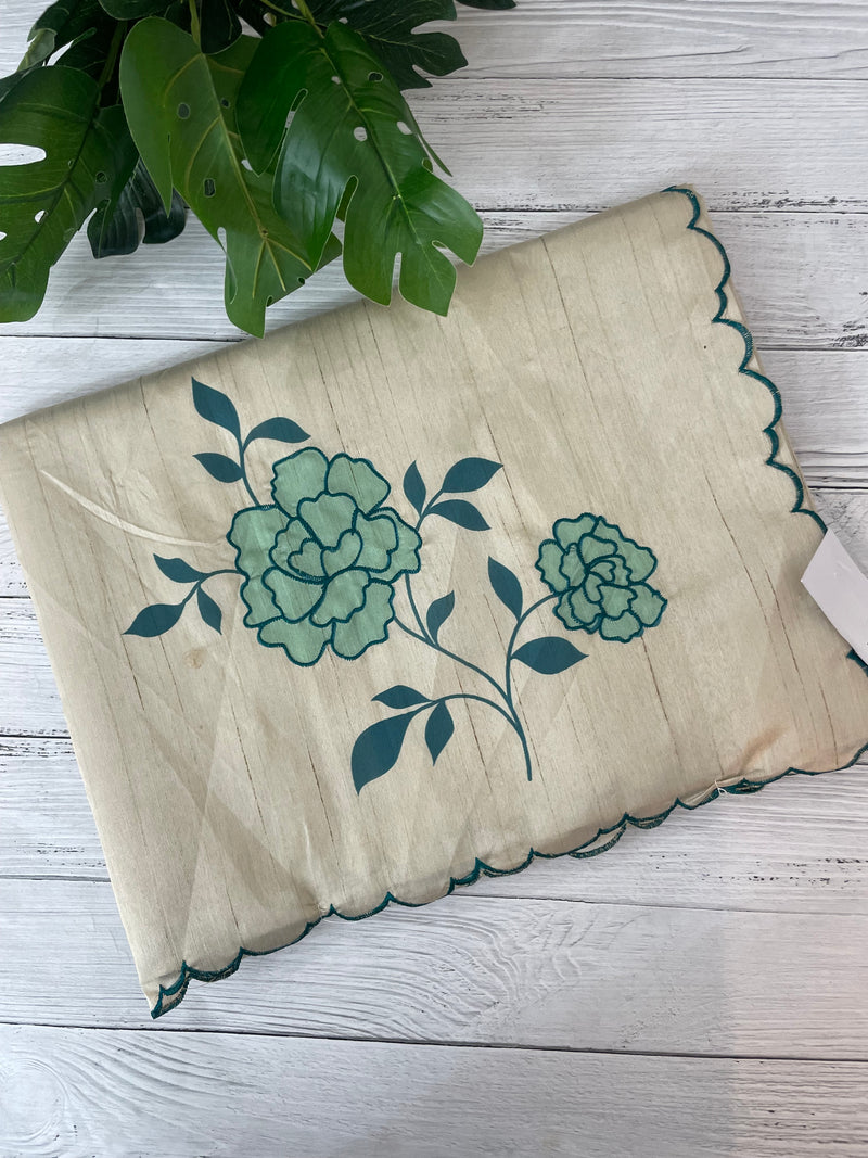 Semi tussar appliqué work saree MTS6589