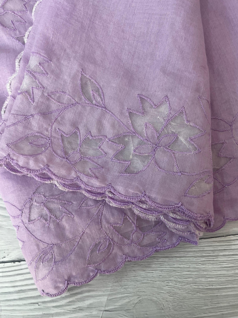 Mul chanderi saree with applique borders MSH112 Lavender