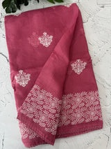 Soft kota checks saree with embroidery - MS7676 Pink