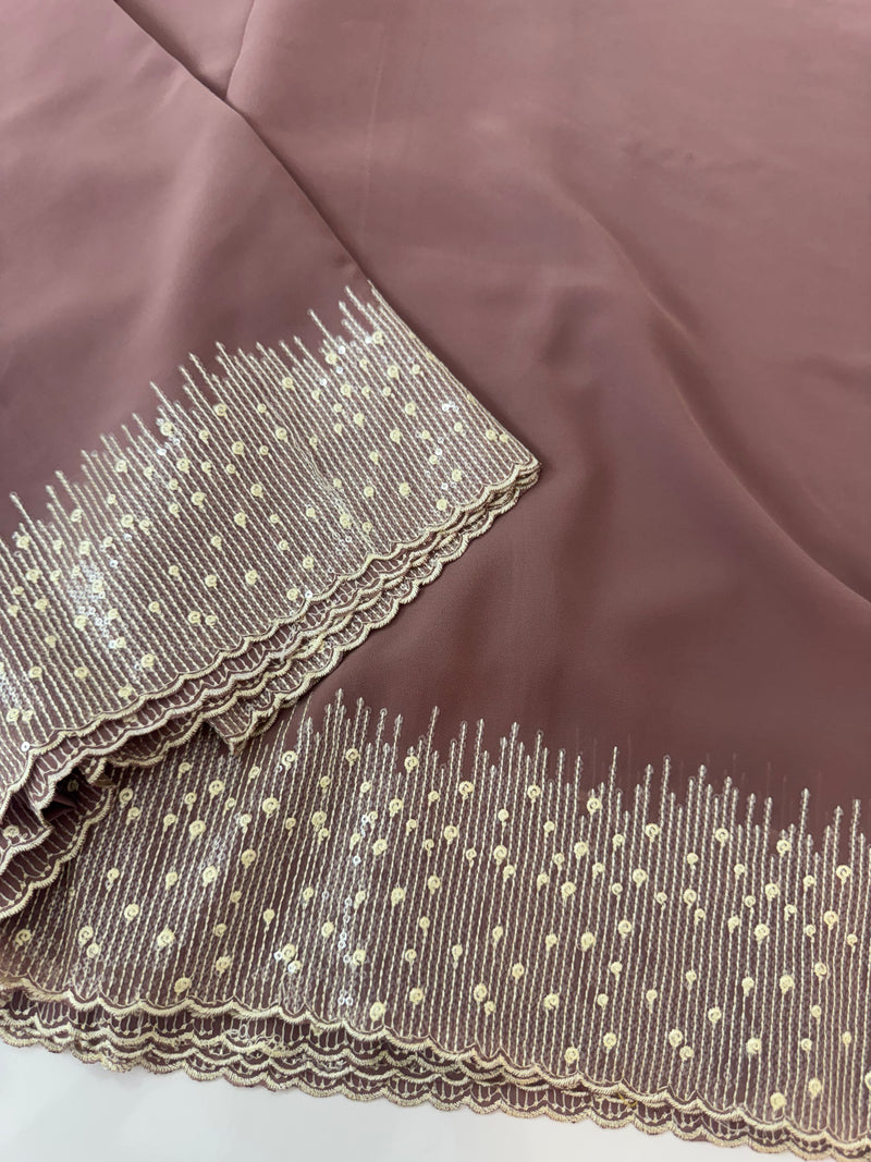 Designer georgette sarees with blouse MGS5321- DuskyMauve