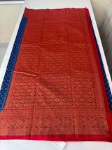 Banarasi viscose Georgette saree MKGS611- DeepSeaBlue to Red