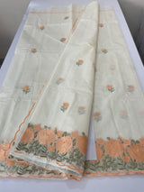 Mul chanderi embriodery saree with scalloped borders MSH176
