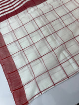Checks Semi linen saree  MLS67