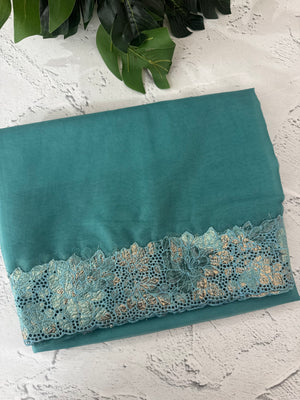Soft Organza saree with cutwork tissue applique borders - MCW765