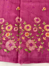 Art tussar saree with embroidery MST677