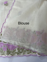 Mul chanderi embriodery saree with scalloped borders MSH176