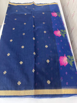 Semi jute silk saree with organza pallu MJL406 DarkBlue