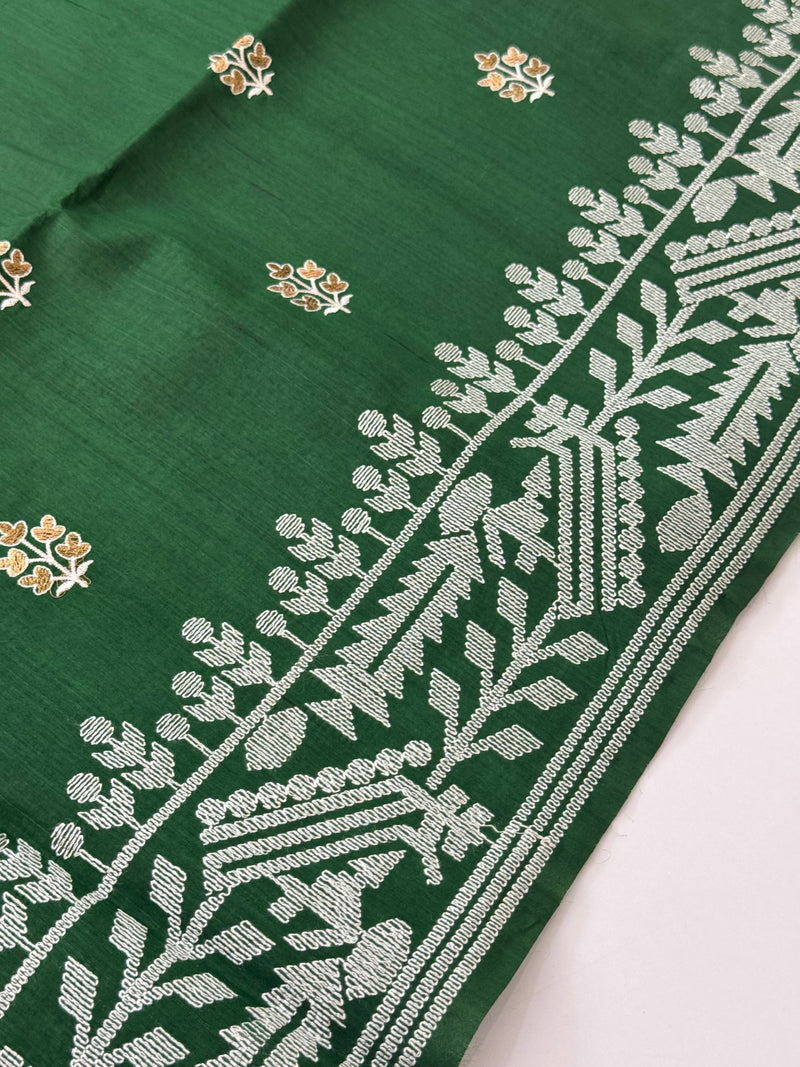 Blended tussar silk saree with embroidery- MS78911